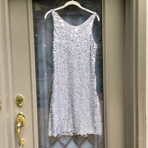 Anthropologie Mise en Scene beaded silver dress